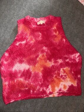 Sleeveless Tie-Dye Knit Tank - Pink & Orange
